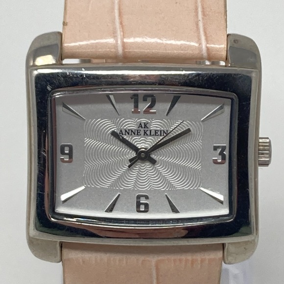 Anne Klein Watch Women 32mm Silver Tone Pink Leather Band Rectangle New Battery - Picture 2 of 15